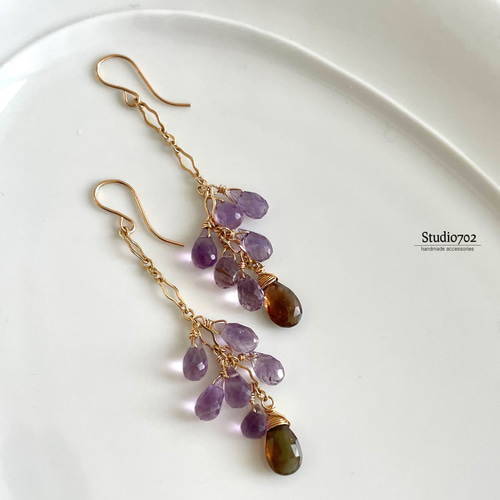 14kgf シトリン×ハーキマーダイヤモンド×アクアマリン×ピンク