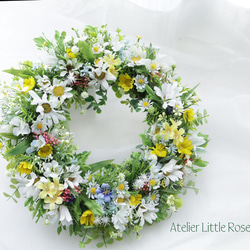 ミモザの馬蹄型フラワーリース＊春色ナチュラル アーティフィシャル