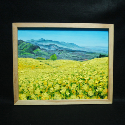 油絵 油彩 油彩画 絵 絵画 【三ノ倉高原菜の花畑】 絵画 HR