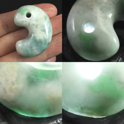 【あち】糸魚川翡翠　勾玉　ふっくらした形です 極上プレミアム・神話の勾玉・透明感抜群・艶美麗】（プレミアム