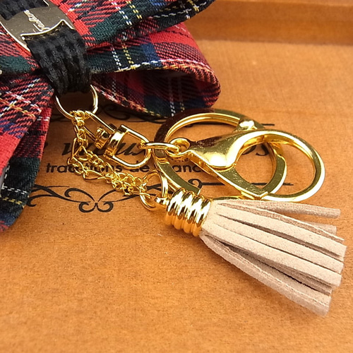 キーホルダー バックチャーム タータンチェック レッド チャーム