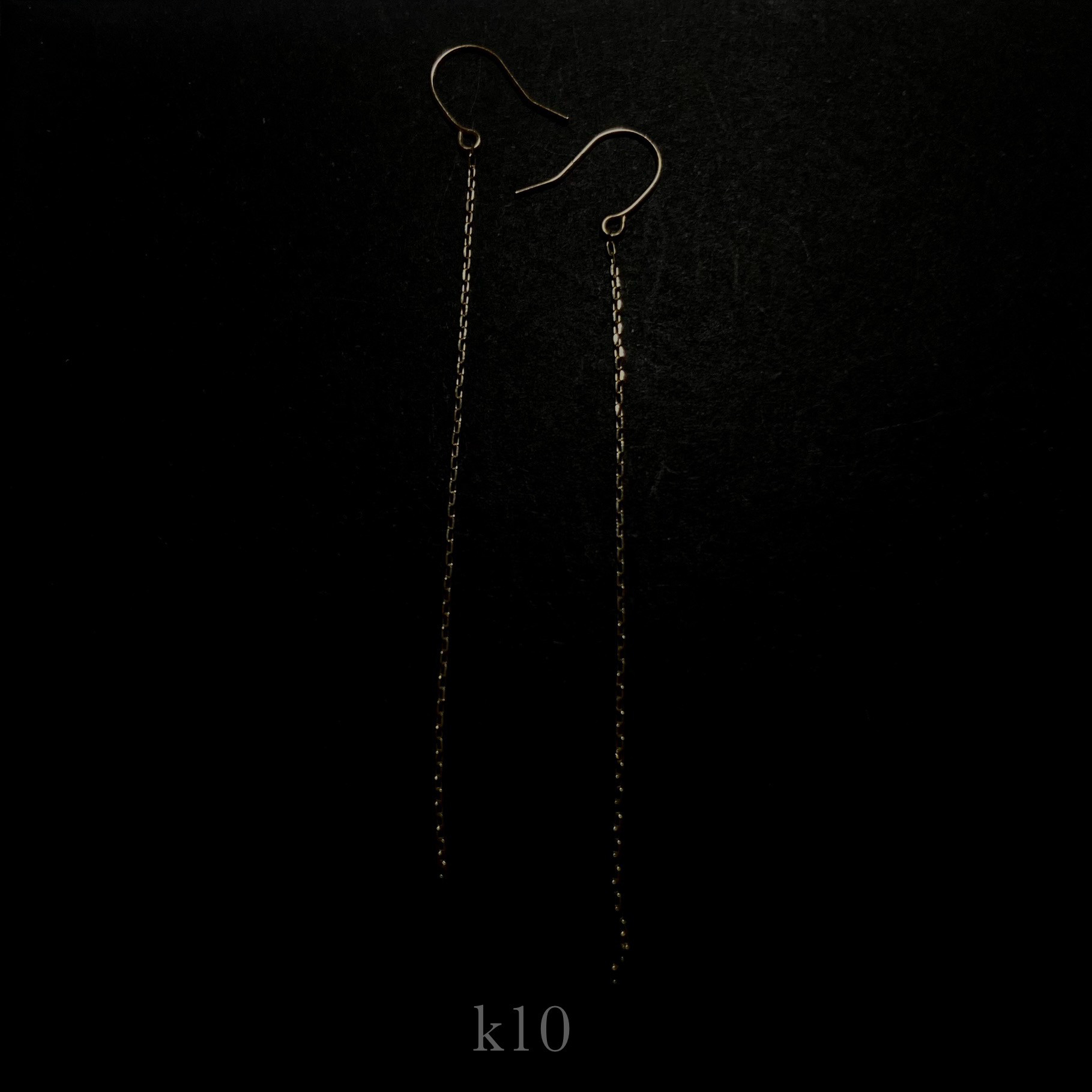 【送料無料】K10 イエローゴールド　チェーン　ロングピアス　no.159