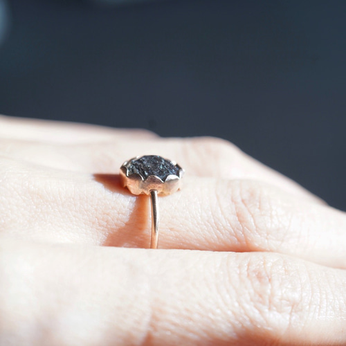 tubomi ブラックトルマリンインクォーツ リング 14kgf シンプル 天然石  
