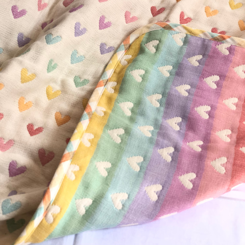 フワフワ！六重織ガーゼのガーゼケット 50×70 ハート 多色 雑貨 