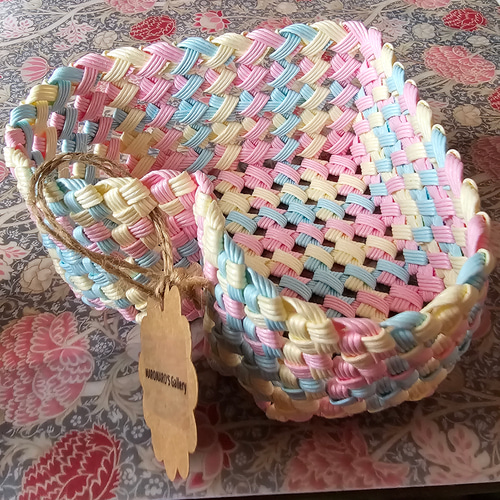 受注制作】❤可愛いハート型のカゴ4個セット❤ クラフトバンド
