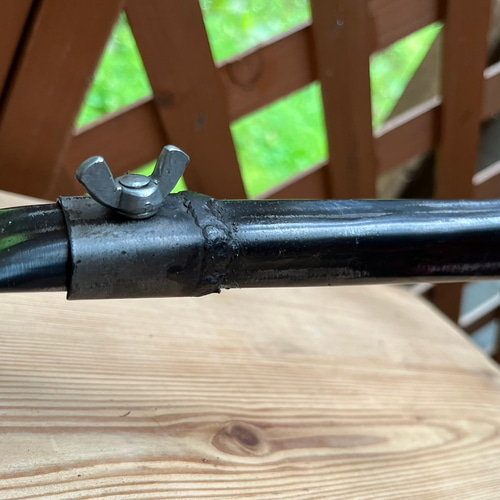 鉄なのに軽い!手作り一点物の強そうな大きめフライパン。（取手脱着可