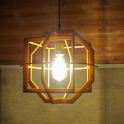 木製　ペンダントライト 立体　キューブ型 インテリア照明 キューブオクタゴン HOD7P-1 八角立方体 ペンダント