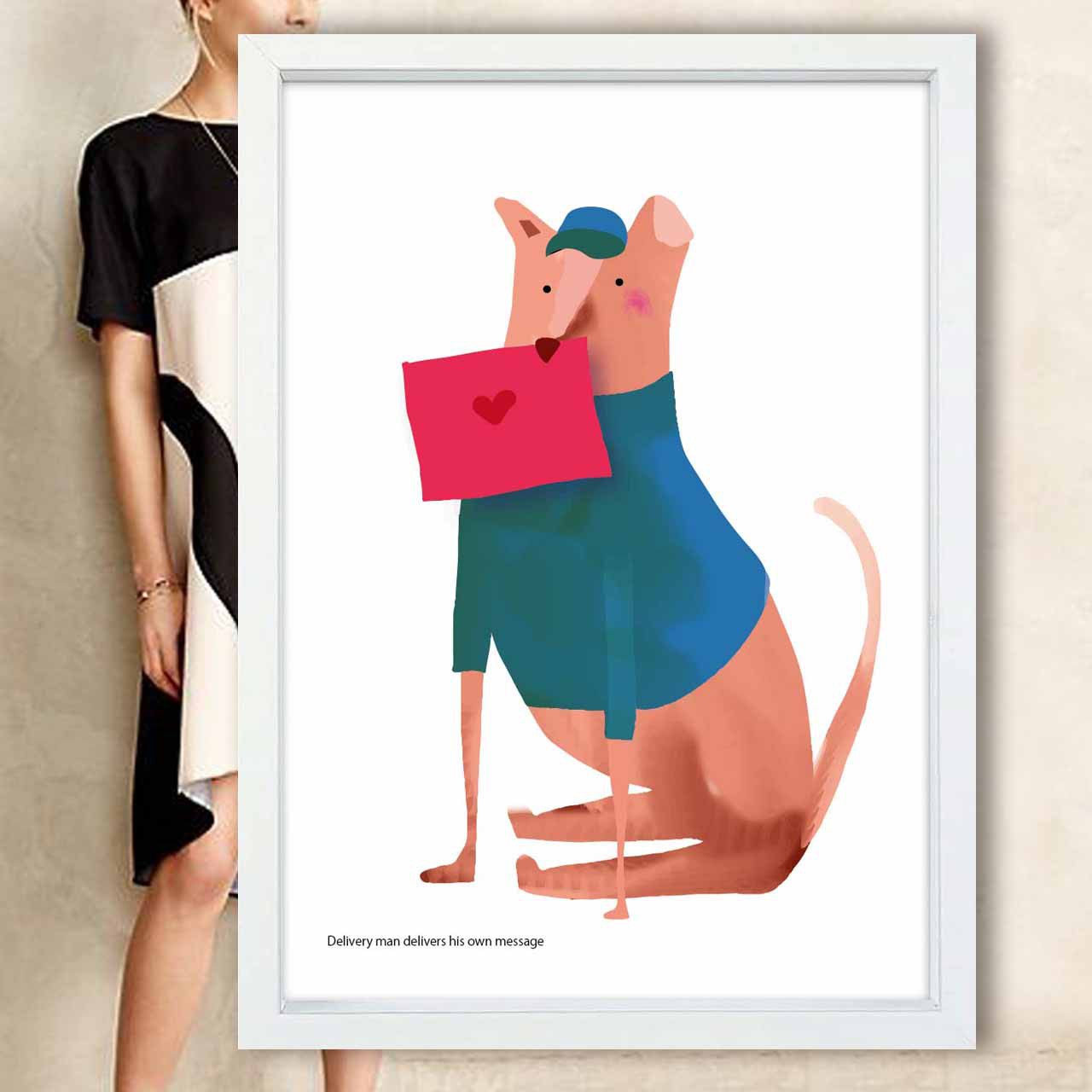 LOVE配達員　犬　イラスト　ポスター　A4 A3 A2 A1　アート  　アートポスター　sei検索新着順　2664