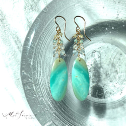 14kgf】天然石＊ブルーオパライズドウッド_ピアス(イヤリング)_e