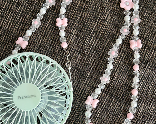 フラワービーズ ハンディファンストラップ ネックストラップ み