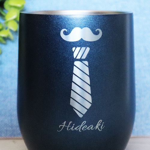 ヒゲとネクタイ タンブラー 390ml 名入れ 保温 保冷 父の日カード付
