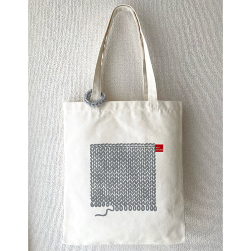 編み物イラストのキャンバストートバッグ（Lサイズ・内ポケット付き