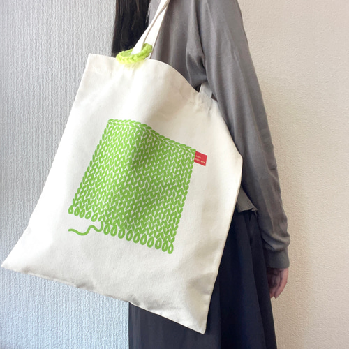 編み物イラストのキャンバストートバッグ（Lサイズ・内ポケット付き