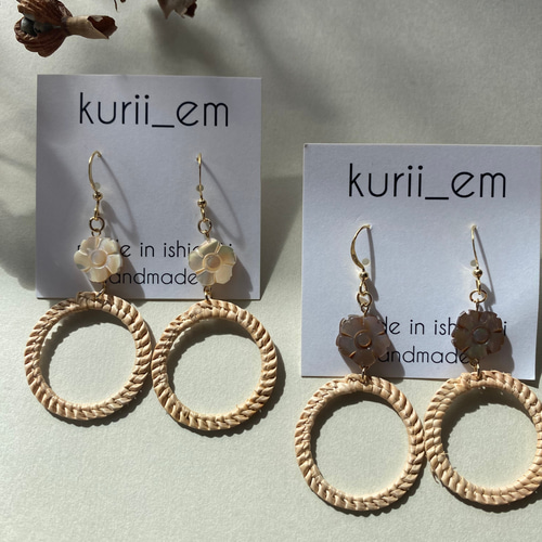 月桃編み ビックリングピアス ピアス（その他） 癒布～Youfu Ishigaki