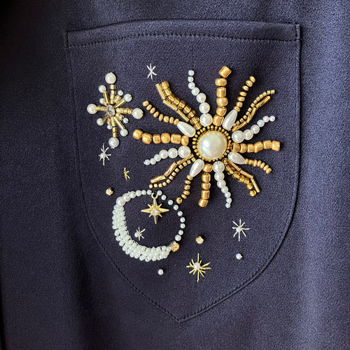 SAINT LAURENT 黒 ポロシャツ 星と月刺繍 SAINT LAURENT 黒 ポロシャツ 星と月刺繍 SAINT LAURENT 黒 ポロシャツ