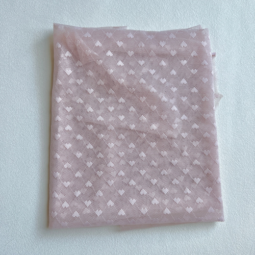 チュールレース生地（ダイヤモンドカット・ハート） 韓国生地 4色から  