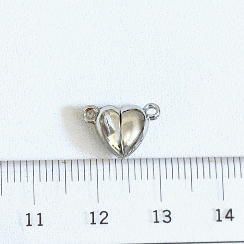 ハート マグネット 留め具 シルバー 2組 クラスプ コネクター 磁石
