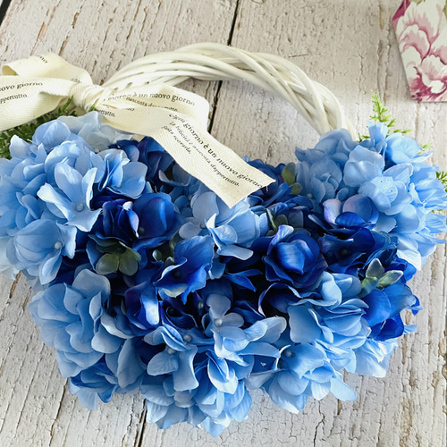 紫陽花リース ブルー紫陽花のリース 玄関ドアリース インテリア