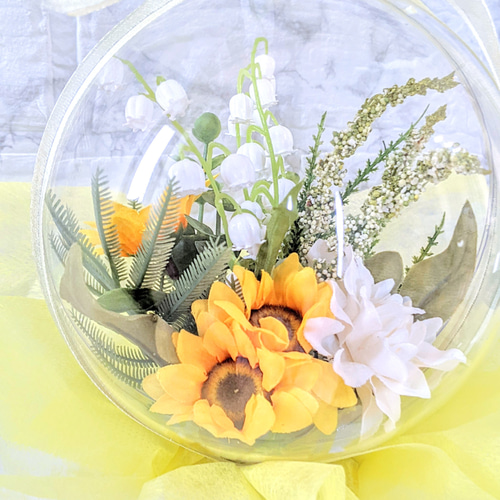 みんな大好きなすずらんとミニひまわりのブーケ♡バルーンフラワー