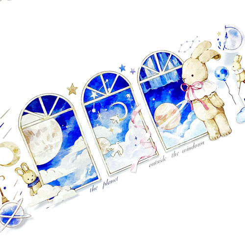 海外 る PETテープ マスキングテープ 月とうさぎ 