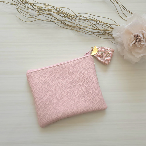 りぼん 刺繍生地 ポーチ おむつポーチ ヌビ キルト リボン