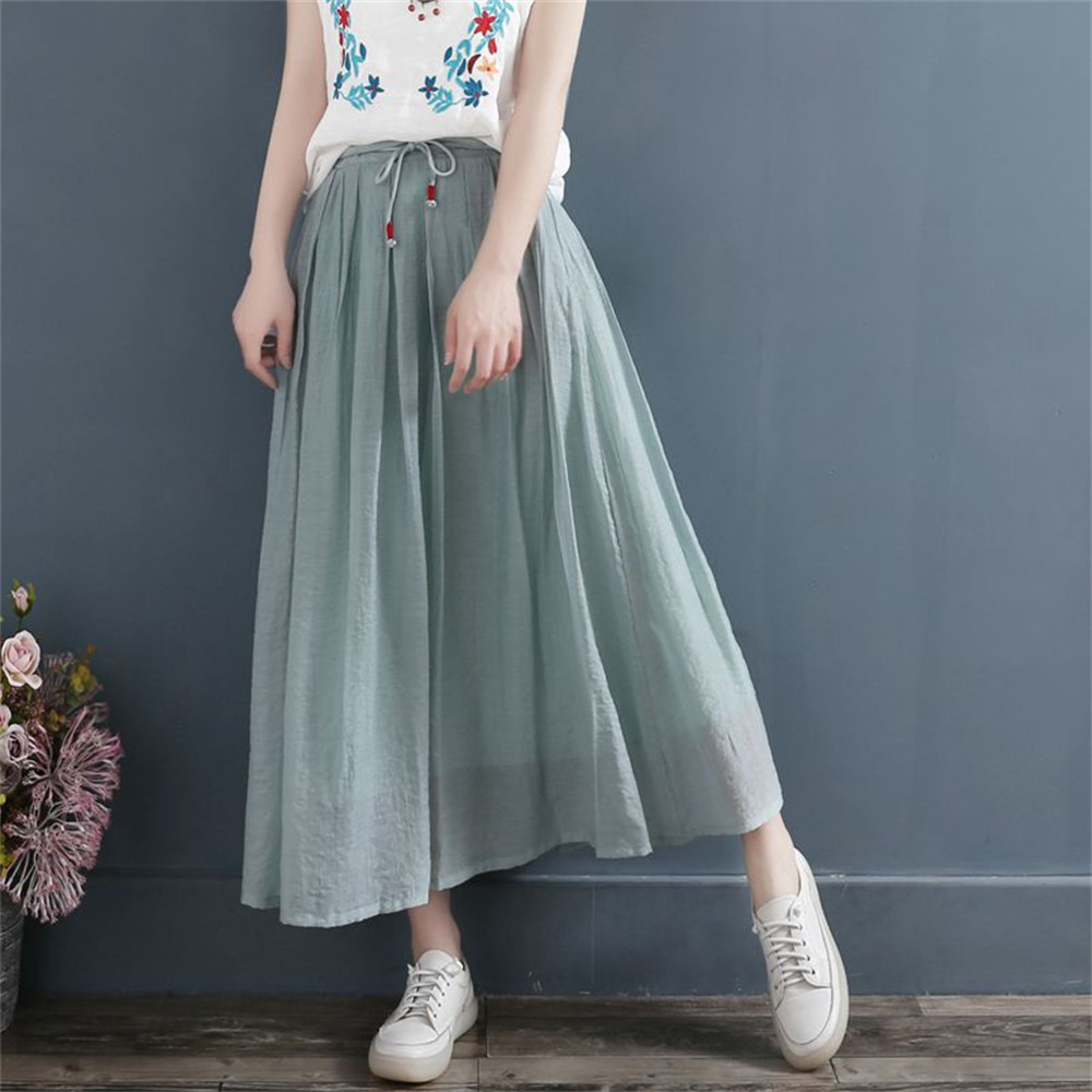 ルーズカジュアルな綿麻スカート
