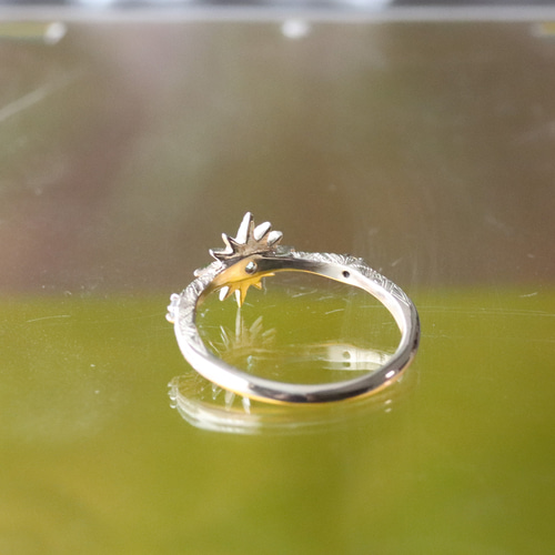 天然アレキサンドライト0.04ct K10（10金）star 刻み模様リング