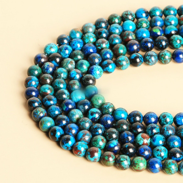 6㎜【天然】アズライトクリソコラ1連 天然石 天然石 Koron 通販  