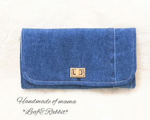 長財布】*デニムリメイク*カード8枚収納*Navy*外ポケット* 長財布