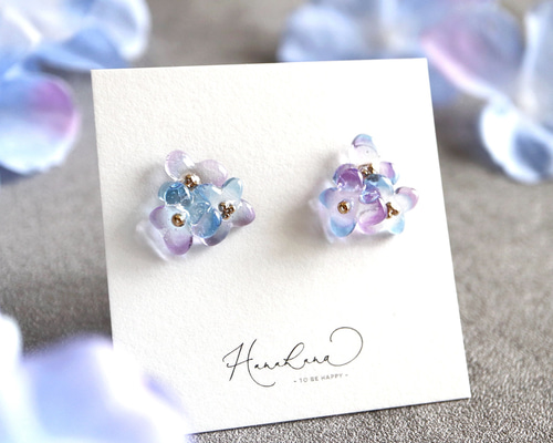 ☆Gさん専用♡煌めきシリーズ ピアス イヤリング 煌めく紫陽花ピアス/イヤリング ピアス（スタッド・一粒） hanahana