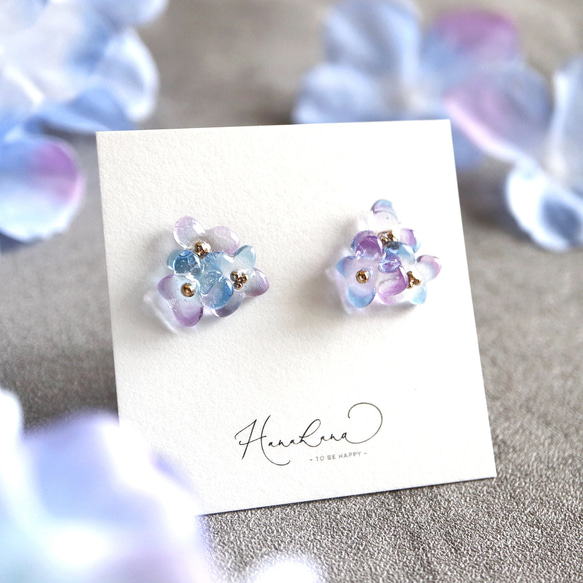 煌めく紫陽花ピアス/イヤリング ピアス（スタッド・一粒） hanahana