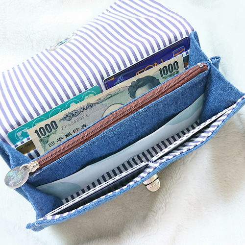 長財布】*デニムリメイク*カード8枚収納*Blue *ノーマルタイプ* 長財布