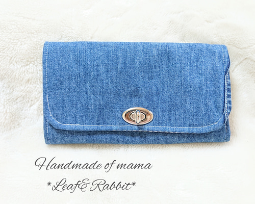 デニムリメイク 長財布 長財布】*デニムリメイク*カード8枚収納*Blue *ノーマルタイプ* 長財布