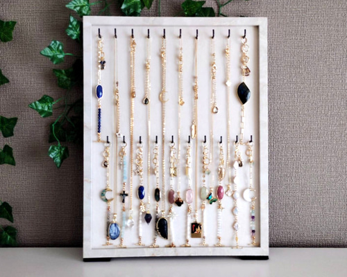 アクセサリースタンド 立て掛け&壁掛け ホワイト×アイボリー MDF