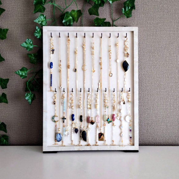 アクセサリースタンド 立て掛け&壁掛け ホワイト×アイボリー MDF