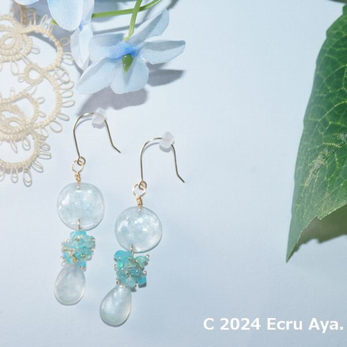 ギラギラアバロントリプレット円型フラワーカービングピアスチャーム ギラギラアバロントリプレット円型フラワーカービングピアスチャーム