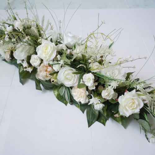 ◇ナチュラル ホワイト＆グリーン 90cm テーブル装花◇ウエディング