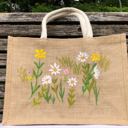 麻バッグ『花HANA』 A4サイズ ジュート黄麻 その他バッグ micoto