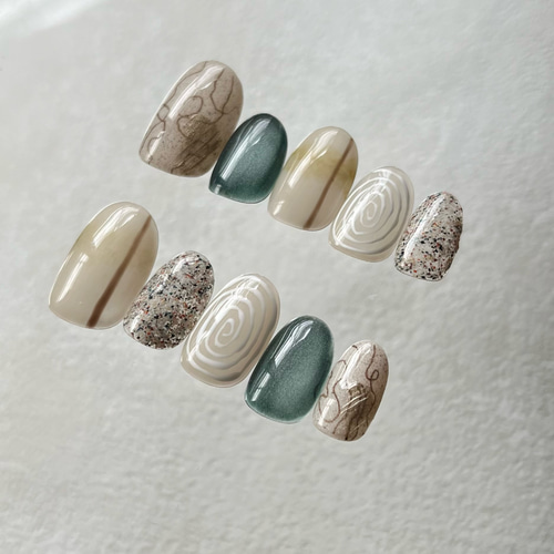 着画あり】ニュアンスネイル／カジュアルネイル／ネイル／ぷっくり