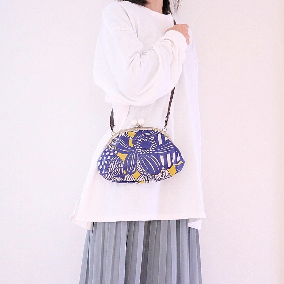 一点物☆パッチワーク☆岡山デニム4way♪あおりバッグ☆ポーチ付き