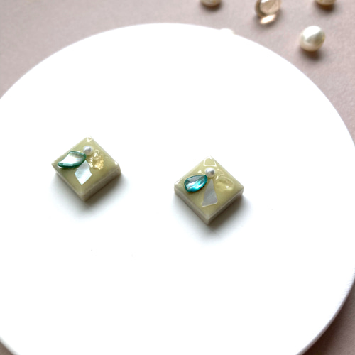 eterno.】美濃焼タイルレジンアレンジ ピアス・イヤリング No.4 ピアス 
