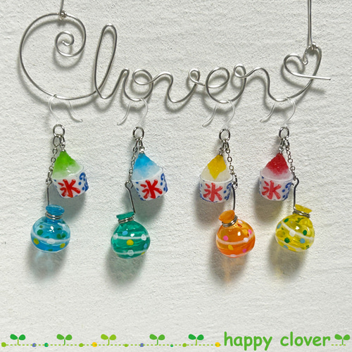 イヤリング  ハンドメイド  お祭り用 夏祭りピアスorイヤリング ピアス（フック・チェーン） Happy Clover