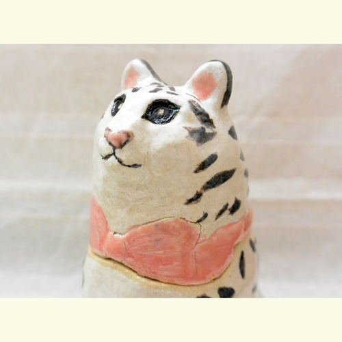 ユキヒョウ キャニスター 蓋つき小物入れ リボン ねこ・大型ネコ