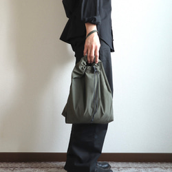 【巾着トートバッグ】ヘリンボーンツイル　ミリタリーカーキ　USARMY 巾着トートバッグ】ヘリンボーンツイル ミリタリーカーキ USARMY・大容量