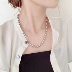 ボールチェーンのシルバーネックレス/ つけっぱなしOK サージカル