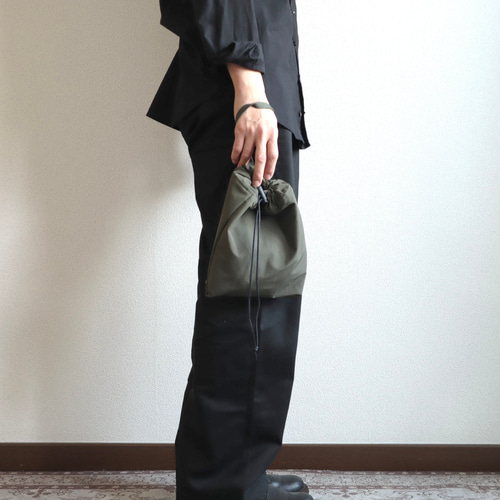 タスランナイロン 巾着 手提げ 撥水 軽量 オリーブ カーキ 巾着バッグ