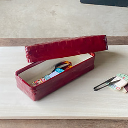 受注製作】 野原竹細工 つづらの文庫箱 一閑張り 赤透色 フリー