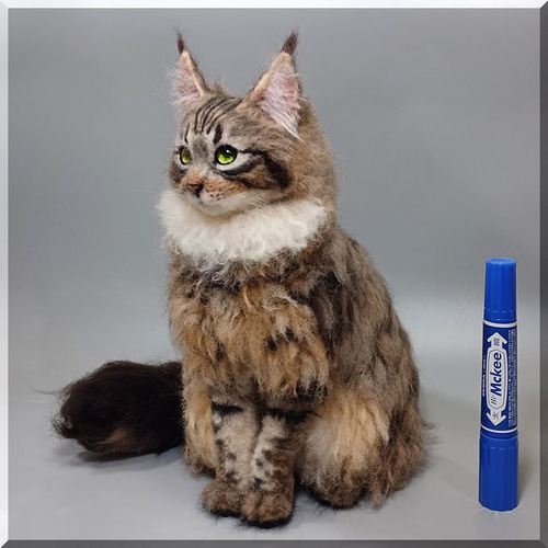 羊毛フェルト 猫 サイベリアン ねこ ネコ 猫フィギュア 羊毛フェルト