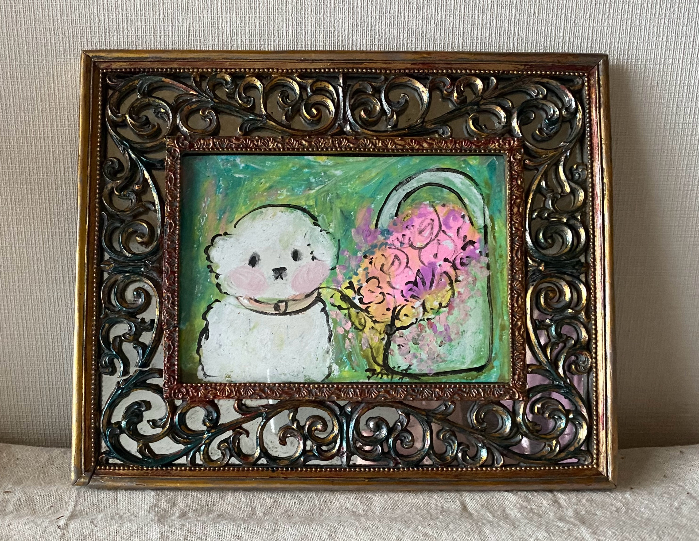 絵画。原画【可愛い猫ちゃんたちを連れて楽しい遠足に行く】 絵画。原画【可愛い猫ちゃんたちを連れて楽しい遠足に行く