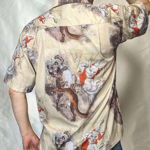 ハワイアンシャツ 猫型フィギュア男の子GoodLuckHawaii CHIGRACCI「 ニャロハシャツ® 」猫柄アロハシャツ オリジナルプリント